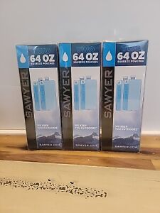 3 Boxes Sawyer Squeezable Pouches for Squeeze Water Filtration System 2 64 Oz