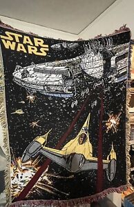 Star Wars Episode I Vintage Woven Blanket 40 X 50 Rare Anakin Naboo Starfighter