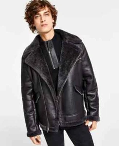 INC International Concepts Men's Regular-Fit Faux-Shearling Jacket Black Size S - Picture 1 of 1