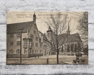 AK Schmalkalden Rathaus Stadtkirche Lutherbrunnen Denkmal alt Postkarte Vintage - Picture 1 of 2