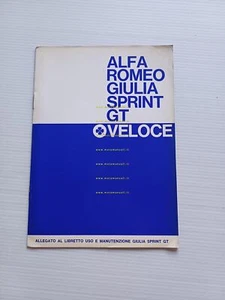 Alfa Romeo Giulia Sprint GT Veloce 1967 ALLEGATO manuale uso libretto originale - Picture 1 of 6