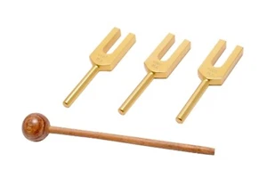 NUEVO ORO 3 piezas Sintonizadores de Ángel Divisores para Curación y Cristales + Mazo de Madera Gratis - Imagen 1 de 3