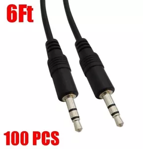 100 Pack 6Ft 3.5mm Stereo Audio Cable Male - Male M/M Headphone Aux MP3 1/8" Lot - Picture 1 of 2