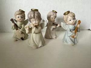 4 Vintage 1986 The Christopher Collection of 4 Lefton Angel Musicians - Picture 1 of 12