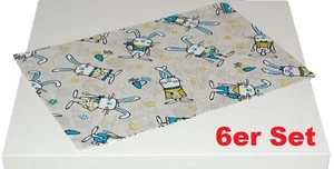 Platzdeckchen Stoff Ostern 6 er Set Deckchen 35x50 Grau Türkis Osterhase Hossner - Bild 1 von 2