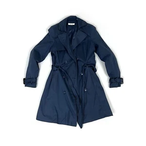 Naf Naf navy blue womens trench coat 38 size fits Medium M - Picture 1 of 8