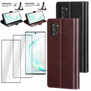 For Samsung Galaxy Note10 Plus Wallet Leather Stand Case Cover / Tempered Glass - Picture 1 of 36
