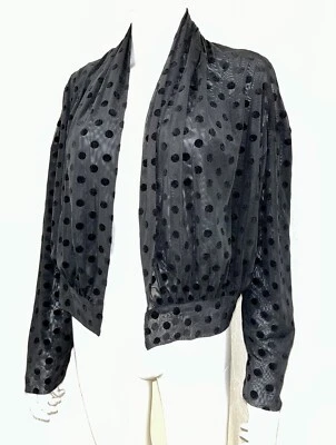 Cárdigan abierto Anthropologie Ett:twa Lawrence de terciopelo negro con puntos flocados talla S nuevo con etiquetas Foto 1 de 4