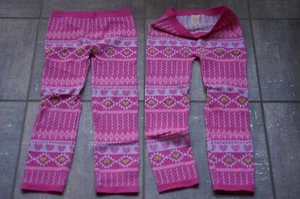EUC Faded Glory Girls Leggings Lot of 2 Pink Fair Isle Pattern One Size (7-16) - Picture 1 of 2