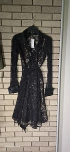 Boston Proper Dress Black Lace Wrap Dress Size 10 - Picture 1 of 9