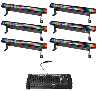 (6) Chauvet COLORSTRIP MINI LED DJ Light Bar Effect Color Strips+DMX Controller - Image 1 of 4