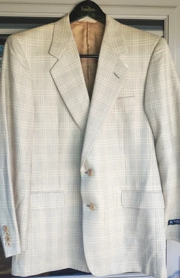 Nuevo Abrigo Deportivo Vintage Amarillo Neiman Marcus Hombres Chaqueta 41 R Lana Seda Hickey Foto 1 de 4