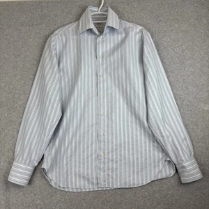 Armani Collezioni Luxury Mens Dress Shirt Large EU 39 Sz 15 1/2 Neck Blue Stripe - Picture 1 of 8