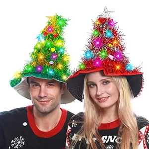 Funny Christmas Hats for Adults Shiny Light up Santa Claus Hats for Party Prop - Picture 1 of 9