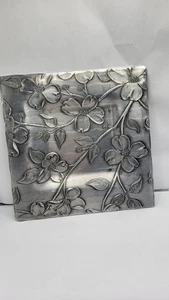 Aluminum Repousse Floral Square Plate Wendell August 6"  (USA). 2F - Picture 1 of 8