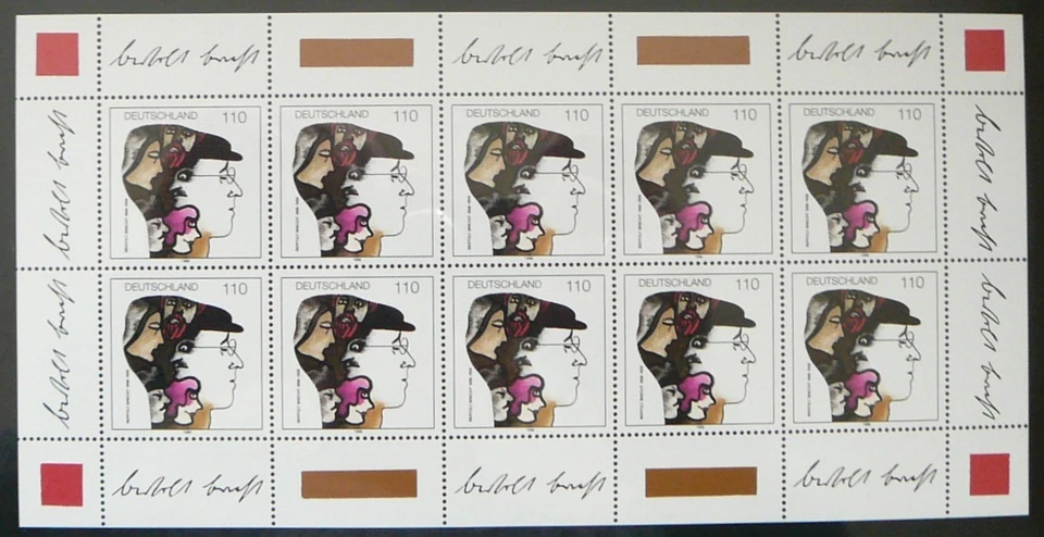 Germany M. Sheet - Bertolt Brecht - Writer, Theatre - 1998 - MNH. - Image 1 of 1