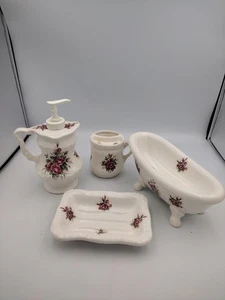 Vintage Athena Made in USA Footed Soap Dish.Tub, Toothbrush & Soap Dispenser - Picture 1 of 4