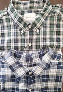 2 AMERICAN EAGLE Classic Fit Button Down blau grün kariertes Hemd Herren Größe XL AE - Bild 1 von 12