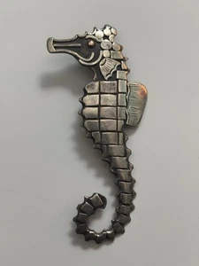 Broche prendedor vintage de plata esterlina de caballito de mar firmado Estate - Imagen 1 de 5