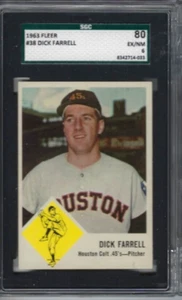 Tarjeta de béisbol Fleer 1963 #38 Dick Farrell Houston Colt .45s clasificación SGC 6 - Imagen 1 de 2