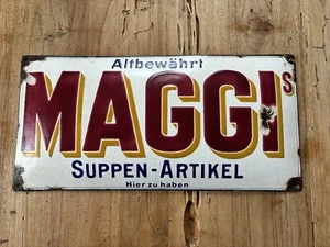Emailleschild - Original Maggi Altbewährt - Suppen-Artikel - Alt, Schwer, Schön - Bild 1 von 6