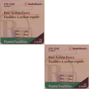 RadioShack Fast-Acting Glass Fuses 2.5-Amp 250 Volt 5x20mm 2.5A 250V 4/PK - Picture 1 of 2