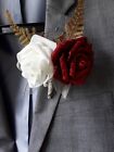 Gents Red, Cream & Gold Artificial Buttonhole