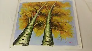 Realismus Landschaft Wald Herbst Herbst Baum Öl Leinwand Gemälde Kunst signiert - Bild 1 von 8