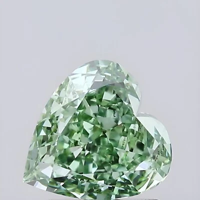 1.29ct Fancy Vivid Green VVS2/EX/EX Heart Lab-grown Loose Diamond IGI Certified - Image 1 of 4