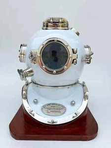 Antique White Diving Divers Helmet Mark Navy Morse Marine Deep Scuba Larp Helmet - Imagen 1 de 5