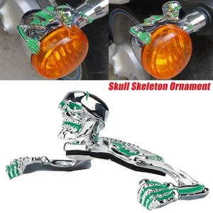 Skull Skeleton Skull Headlight Visor Ornament Fender Curved for Harley Universal - Picture 1 of 10