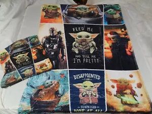 NEW STAR WARS MANDALORIAN GROGU FEED ME THROW BLAKET 40X52" PILLOW CASE 17X17" - Picture 1 of 7