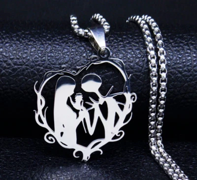 Nightmare Before Christmas Jack and Sally Stainless Steel Cutout Love Pendant - Image 1 of 2