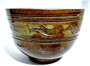 Antique Tang-Song Combed Designs Brown/Ochre Glazed Porcelain Bowl Lot 4-1/2" - Picture 1 of 7