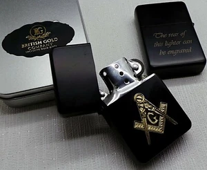 Encendedor masón PERSONALIZADO en estuche escudo dorado masónico de lujo grabado regalos - Imagen 1 de 3