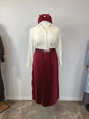 41” Edwardian Burgundy  Mary Poppins Newsies Pleated Skirt Top 30’s 20s 40s - Image 1 of 4