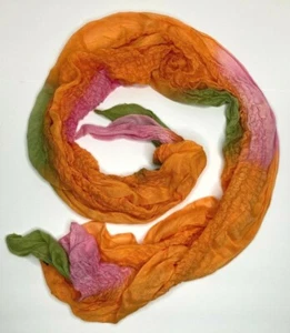 Bufanda Larga Sin Marca Envoltura Colorida Naranja Verde Rosa 80"X18" Rayón Transparente - Imagen 1 de 2