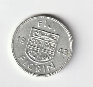 Fiji, choice uncirculated 1943s florin Unslabbed but MS 63 all day long - Picture 1 of 2