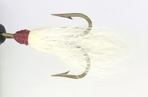 10 moscas - cola de jorobado blanca con cabeza roja sobre bronce 1 gancho de agudos mustad - Imagen 1 de 1