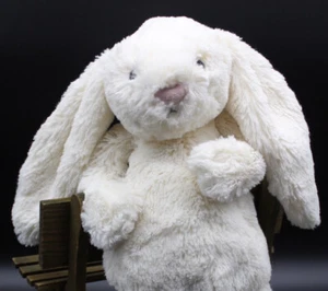 Jellycat Bashful Bunny Rabbit Cream With Pink Nose Stuffed Animal Plush 12” - Picture 1 of 16