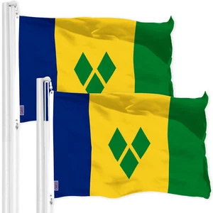 G128 2 Pack: Saint Vincent and the Grenadines Flag 3x5Ft Printed 150D Poly - Picture 1 of 6