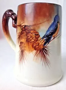 Heinrich Selb Bavaria Mug Stein Tankard Handpainted Bluebird Dragon Handle H&C - Picture 1 of 12