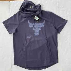 Under Armour Project Rock Short Sleeve Hoodie 1370465 Blue Gray Men's L $65 - Picture 1 of 13