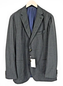 SUITSUPPLY Men UK52L Havana Grey Striped Wool Single-Breasted Blazer - Picture 1 of 9