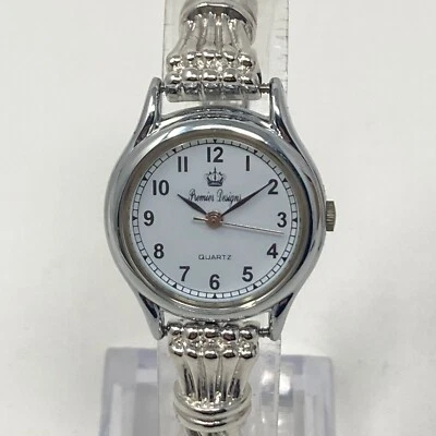 Relógio feminino Premier Designs 25 mm pulseira de corda tom prata redonda nova bateria 7,25" - Imagem 1 de 4