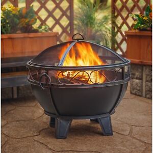 New ListingRound Fire Pit Wood Burning Fire Bowl Outdoor Firepit Spark Screen Bronze Finish
