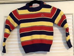 Vintage IZOD Lacoste Childs Size 5- Blue Red Yellow Knit Sweater Youth Kids-A100 - Picture 1 of 6