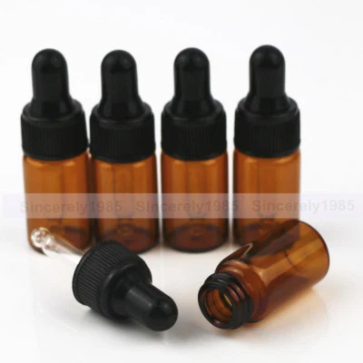 1/2/3/5ml Glass Dropper Bottle Ear Eye Drop Pipette Essential Oils Reagent Serum - Image 1 of 4