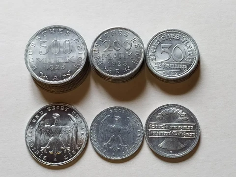 Germany set of 3 coins 500+200 mark + 50 pfennig Price for one set 1921 Cover