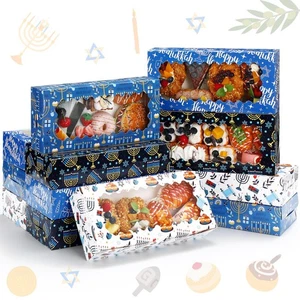 12 Pcs Hanukkah Cookies Boxes with PVC Window Chanukah Bakery Treat Box for G... - Picture 1 of 7
